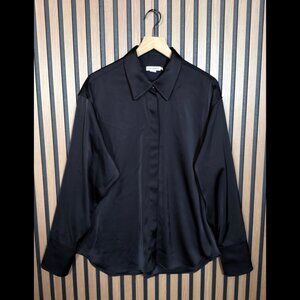 Good American Shirt 3 / 4 / L / XL Black Button Front Blouse Long Sleeve Stretch